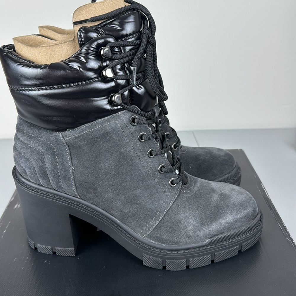 Marc Fisher LTD Velima Mixed Media Heeled Boot. Dark Gray. - Picture 4 of 13